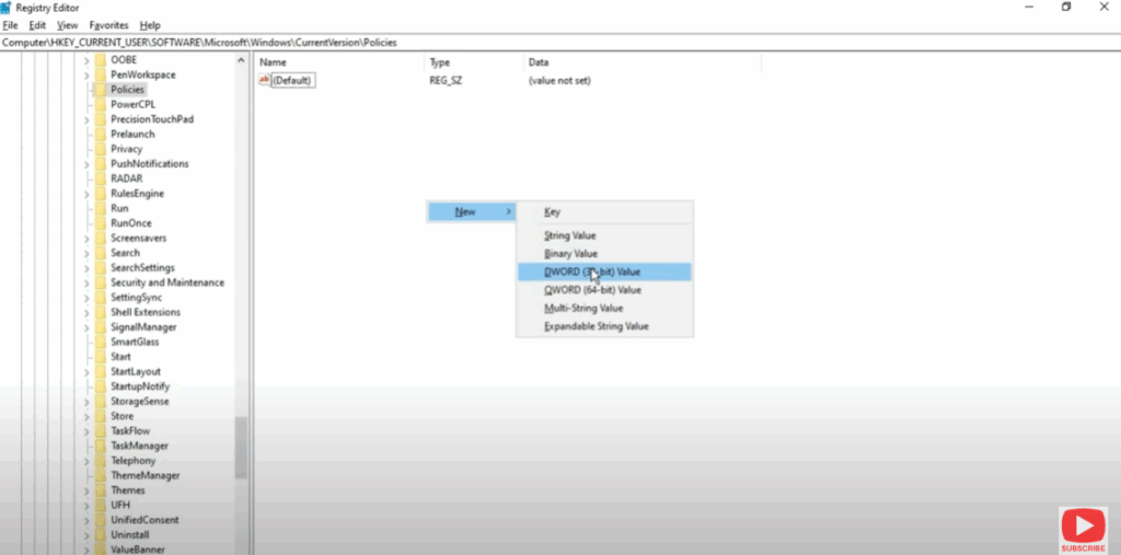 Create a New DWORD Value