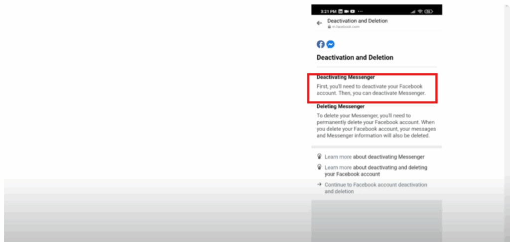 Deactivate Messenger