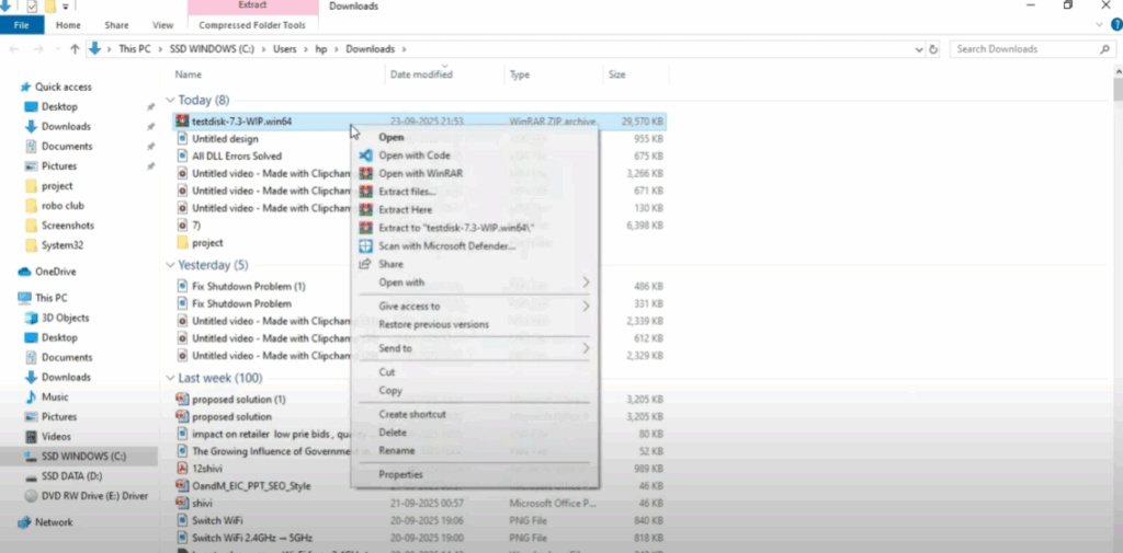 Extract TestDisk Files