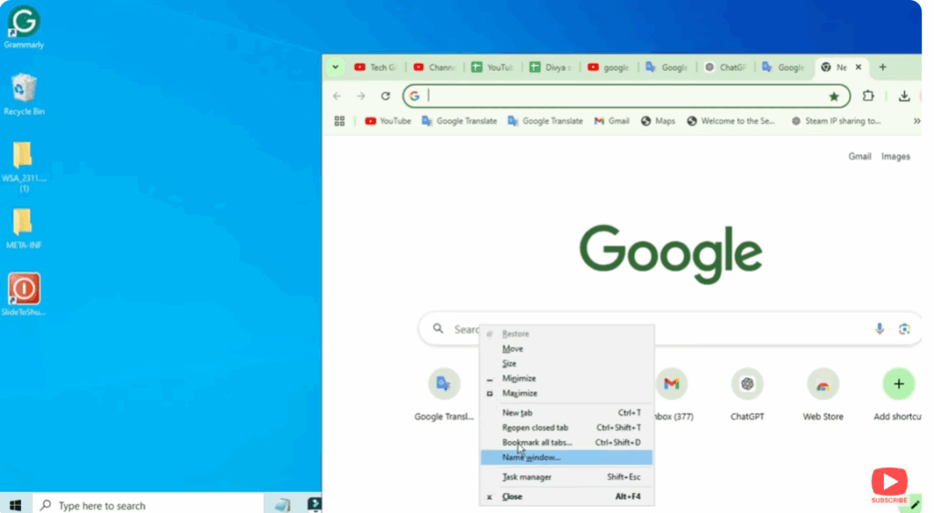 Google Chrome Browser Not Appearing Full Screen