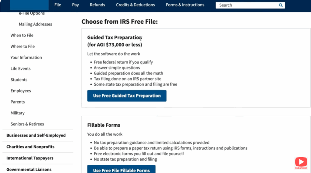 IRS Free File umbrella