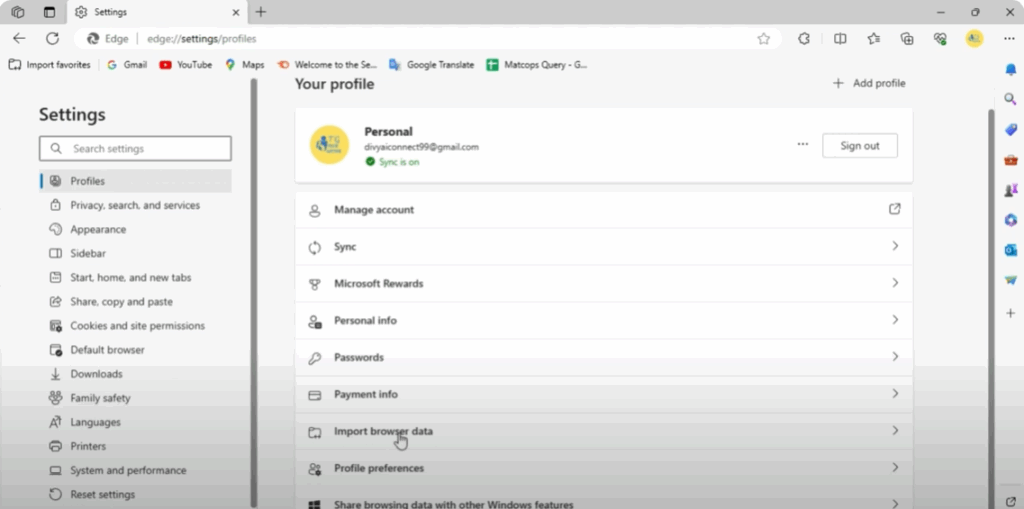 Import browser data