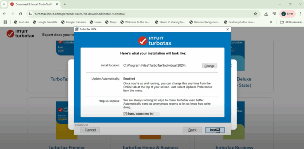 Install Turbotax