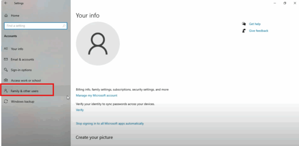 Navigate to Accounts