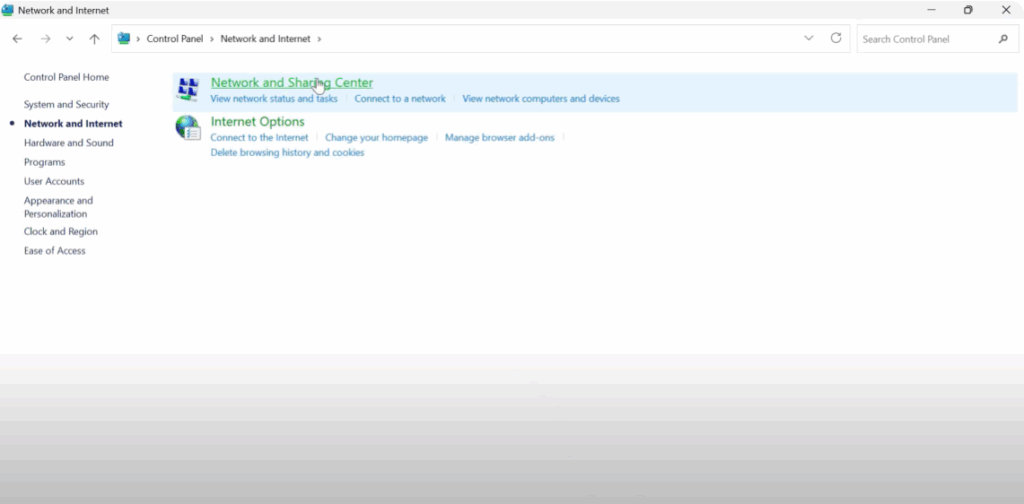 Network and Sharing Center