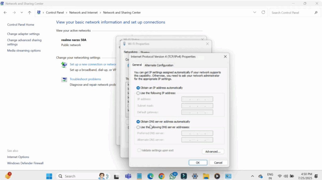 Obtain an IP address automatically