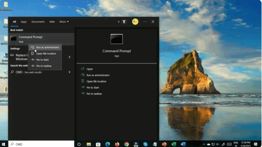 Open Command Prompt as Administrator