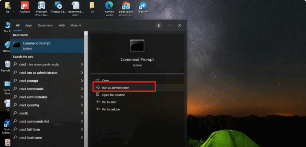 Open Command Prompt as Administrator