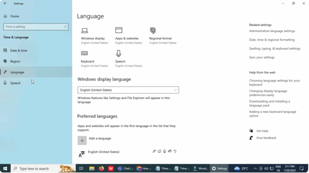 Open Language Settings