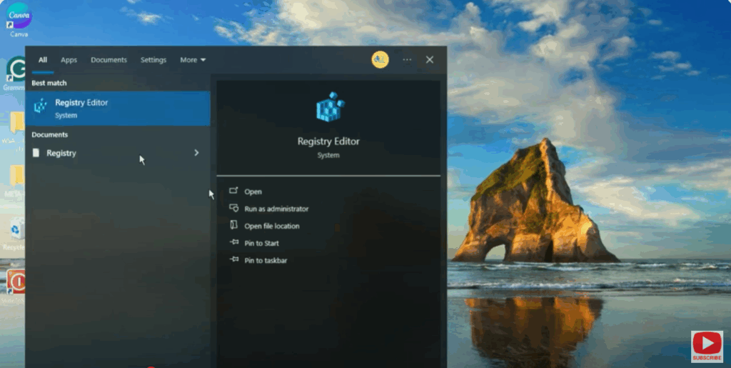 Open Registry Editor