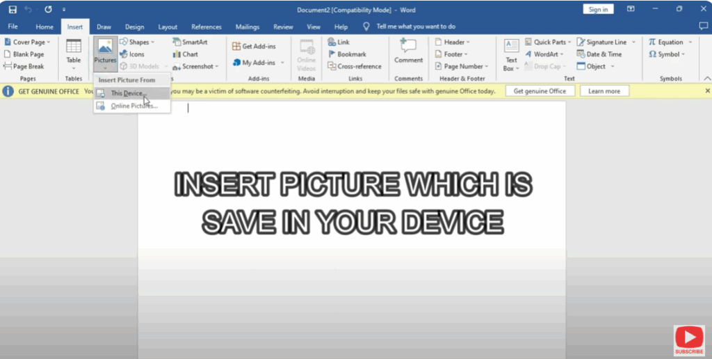 Open Word and paste or insert your image