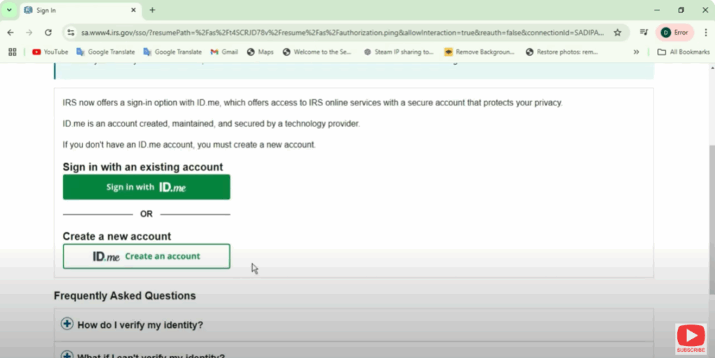Open the IRS Website