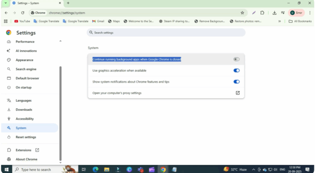 Optimize System Settings