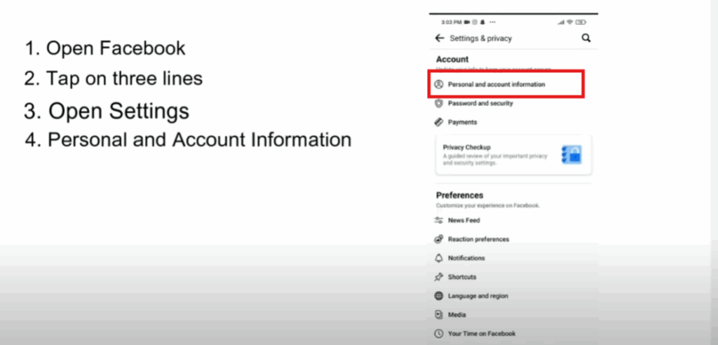 Personal and Account Information
