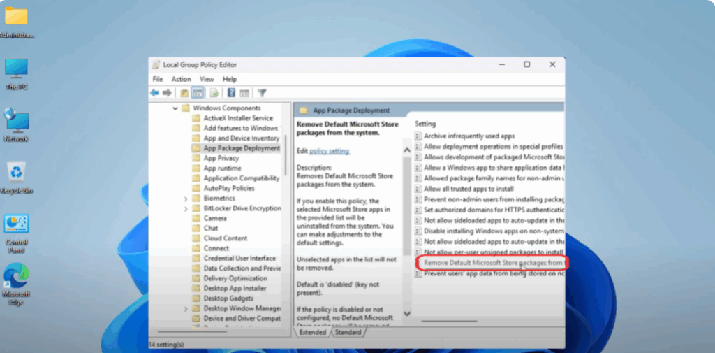Remove default Microsoft Store packages from the system