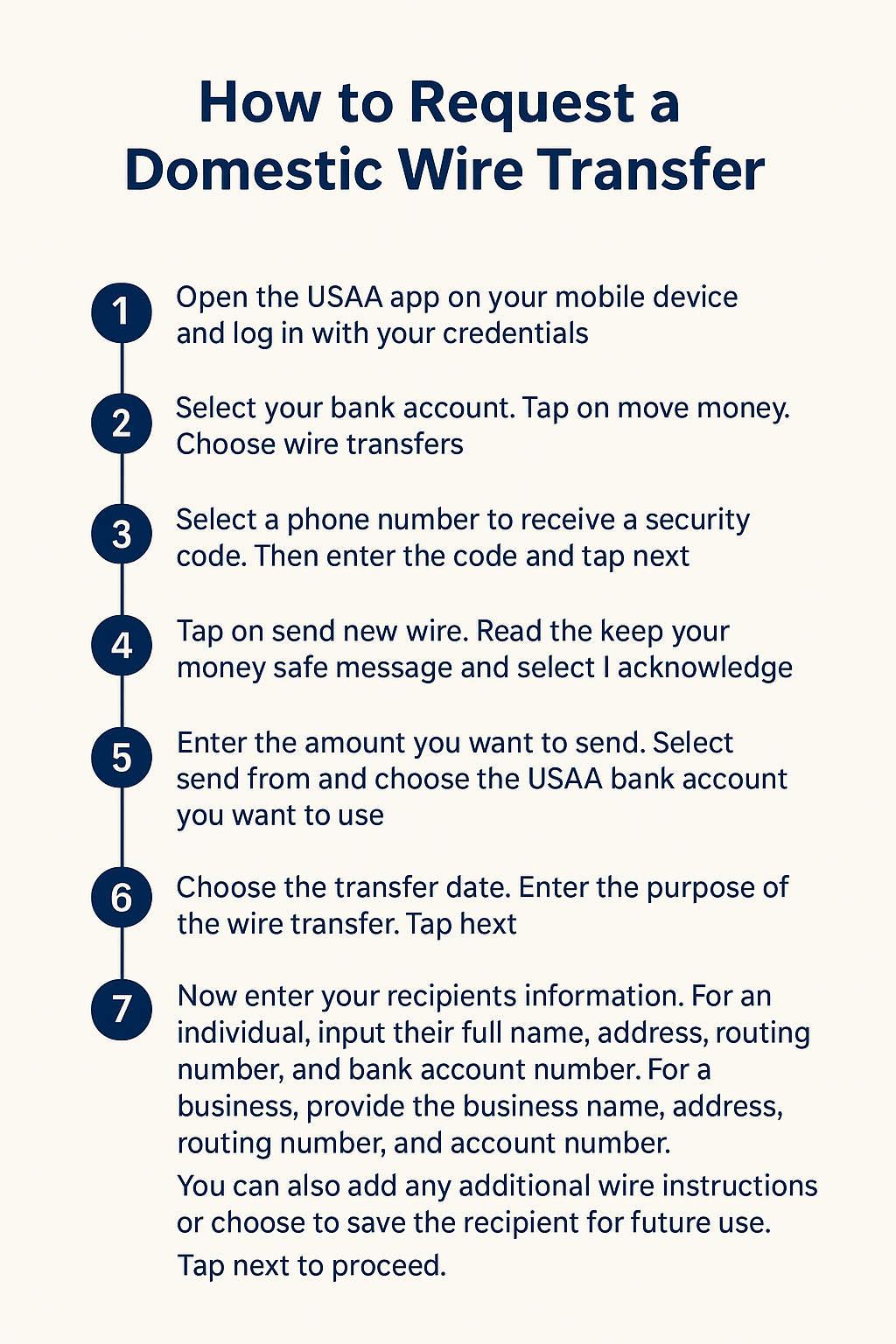 Request a Domestic Wire Transfer