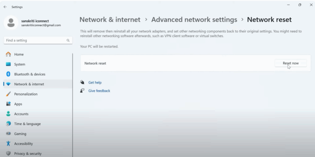 Reset Network Settings
