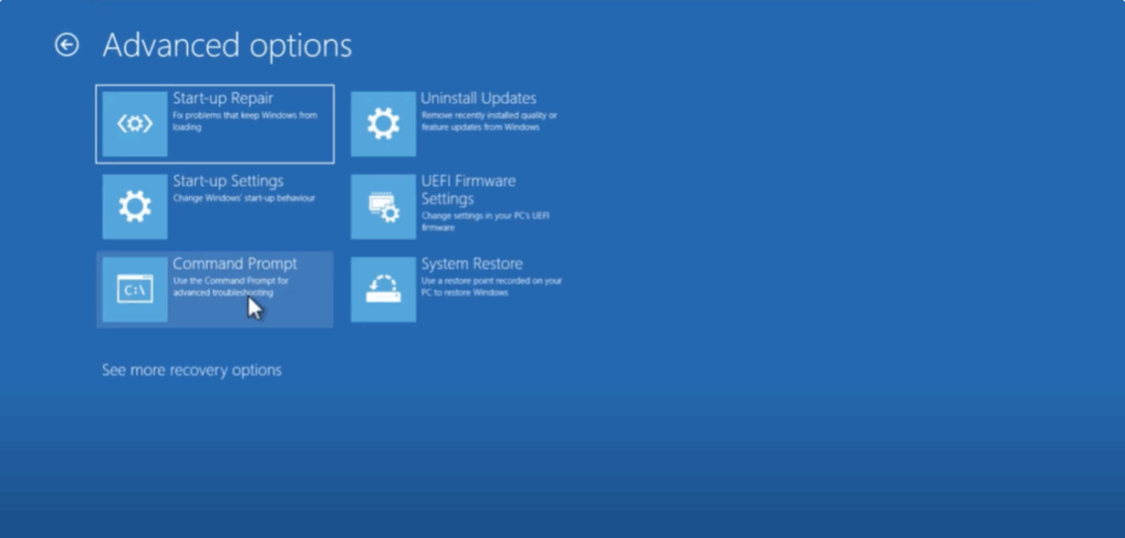 Restart with Advanced Options