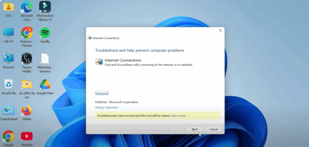 Run Network Troubleshooter
