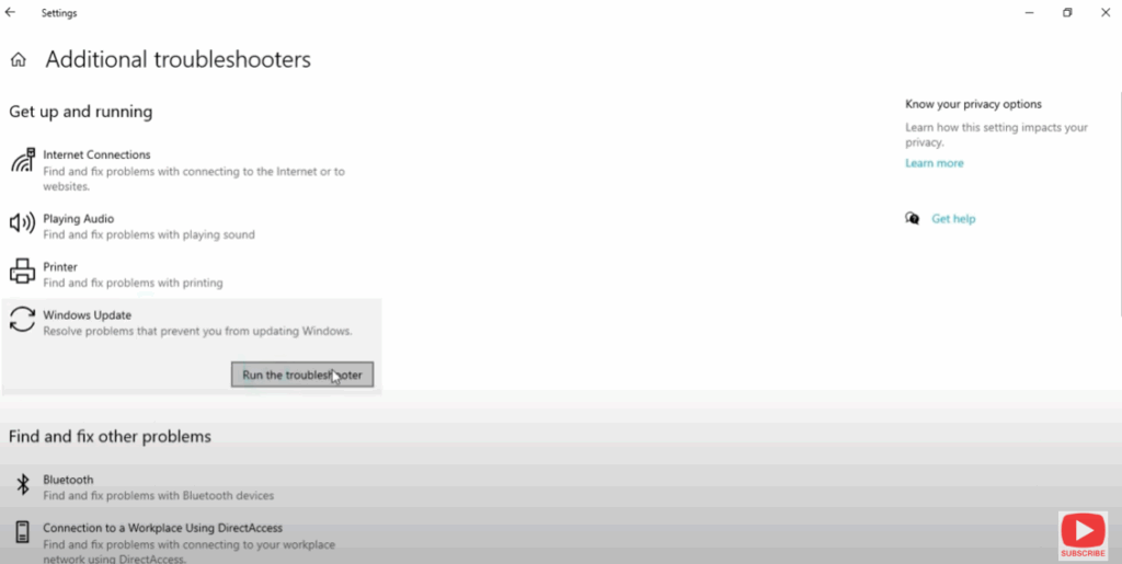 Run Windows Troubleshooter