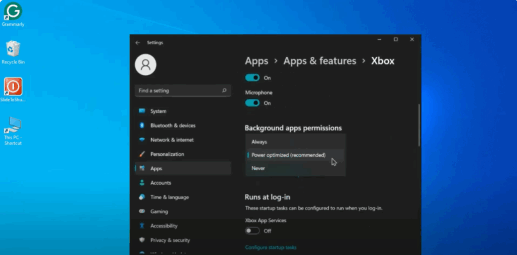 Disable Background Apps