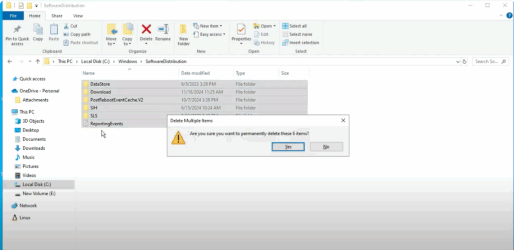 Clear the Software Distribution Folder