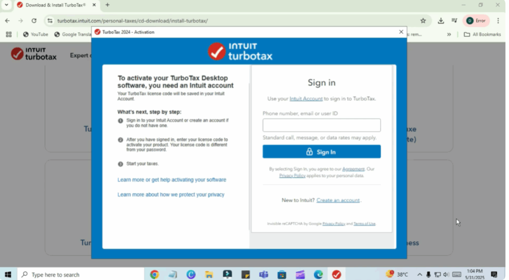 Sign In and Activate