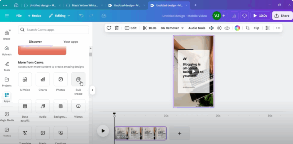 Use Bulk Create in Canva