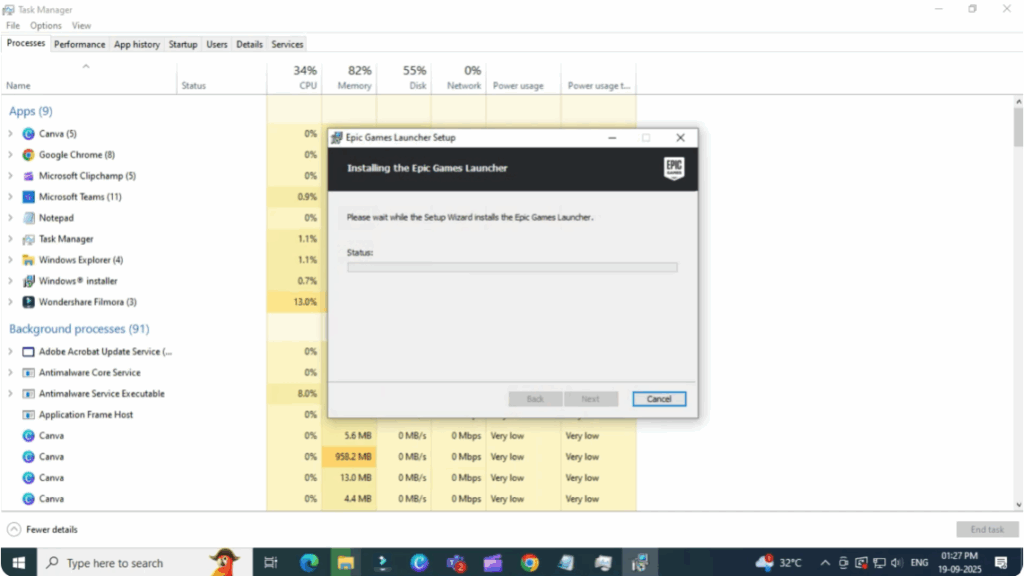 Use Task Manager to Run Installer