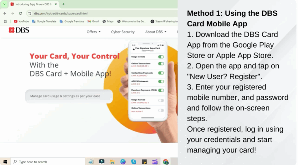 Using the DBS Card Mobile App