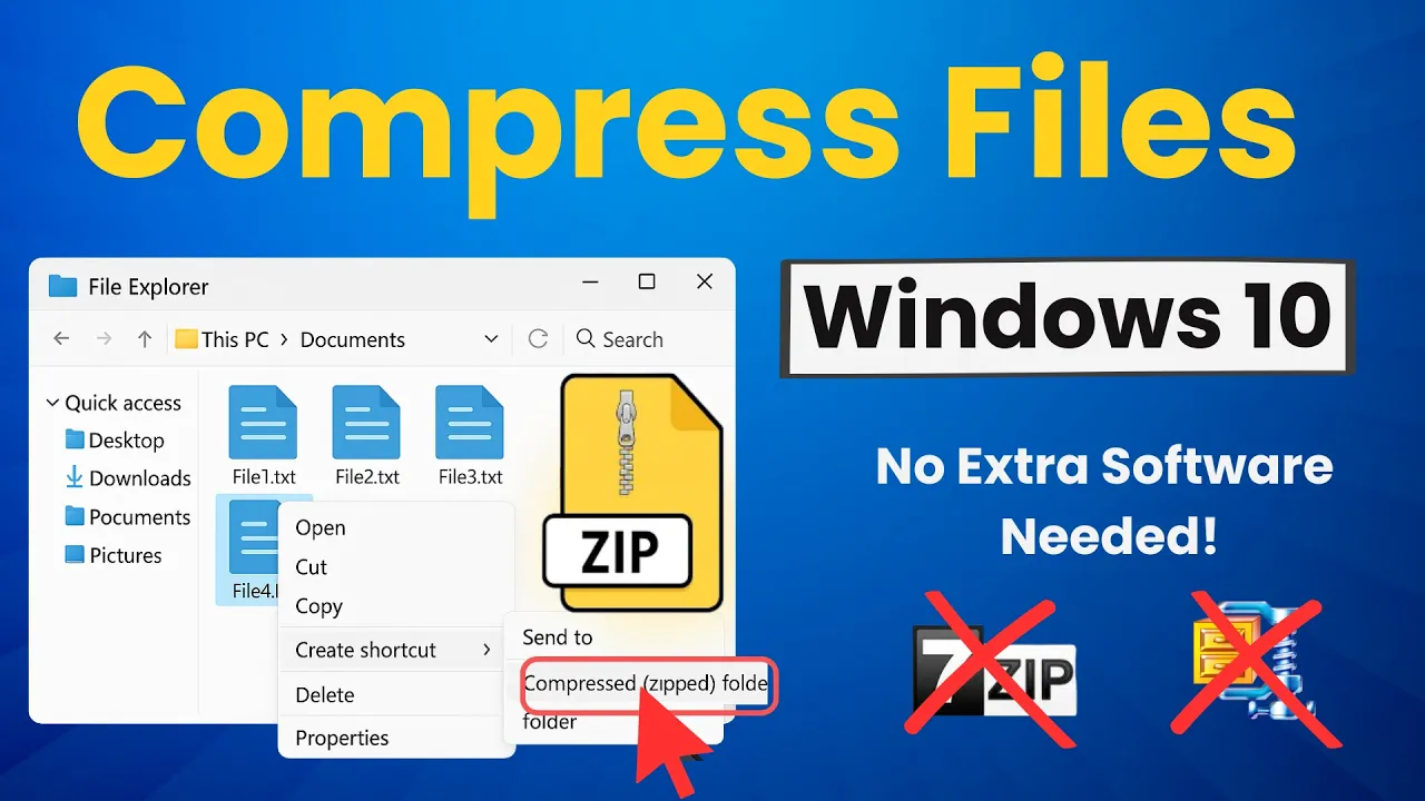 Windows 10: How to Compress Files into a ZIP Folder
