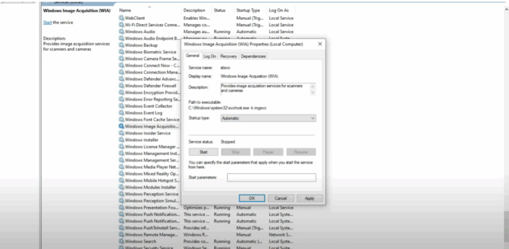 Windows Image Acquisition