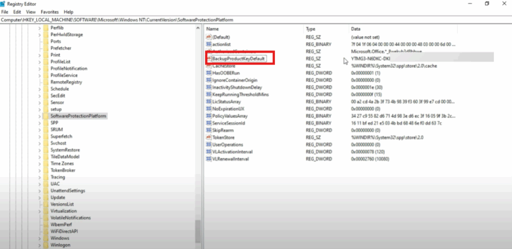 backup product key default