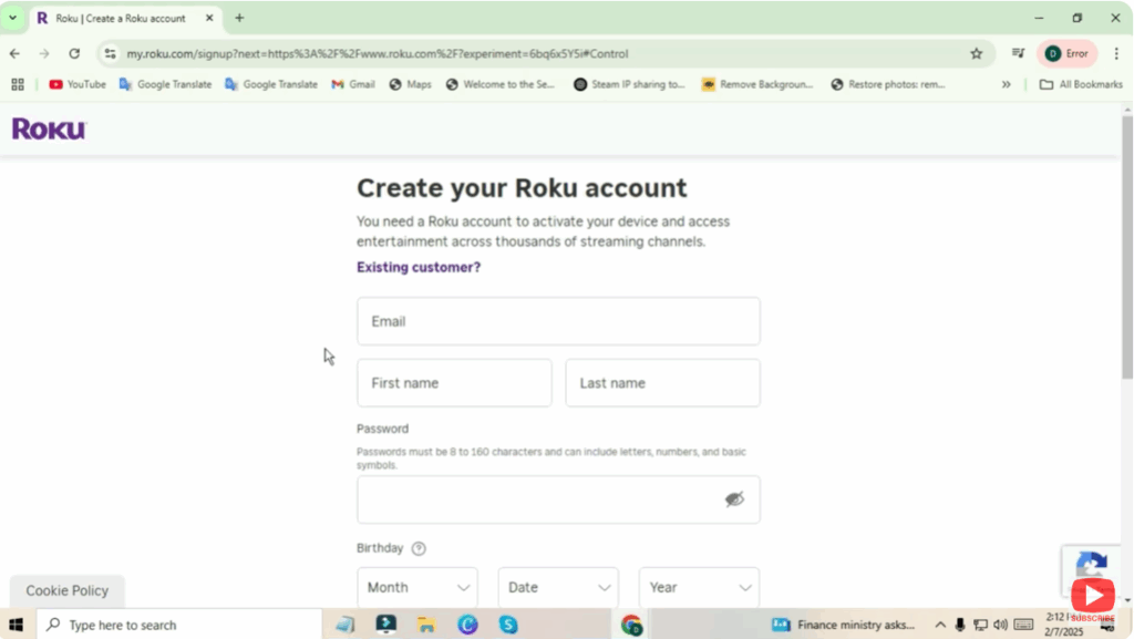 create roku account