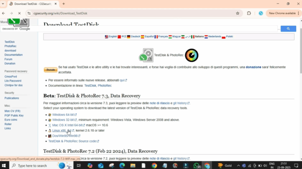different operating systems
