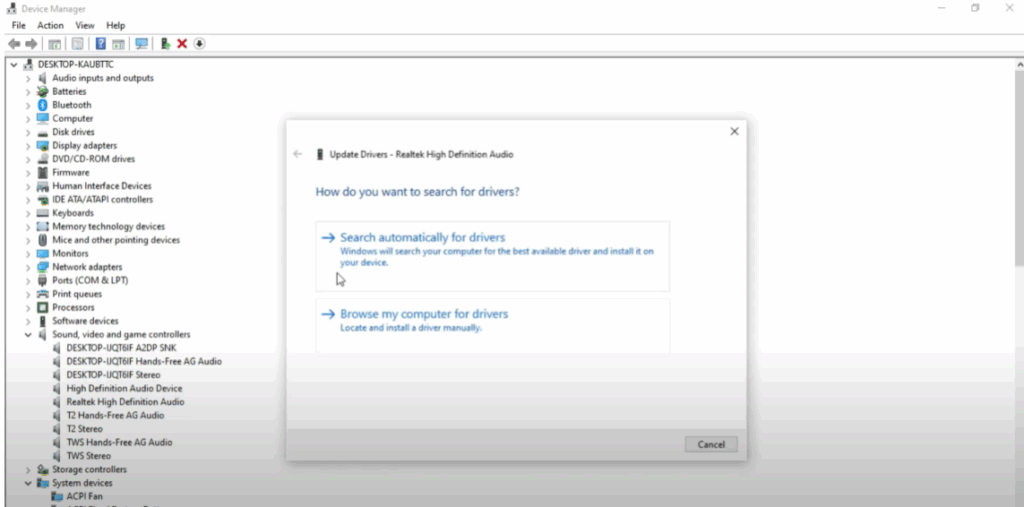 search automatically for drivers