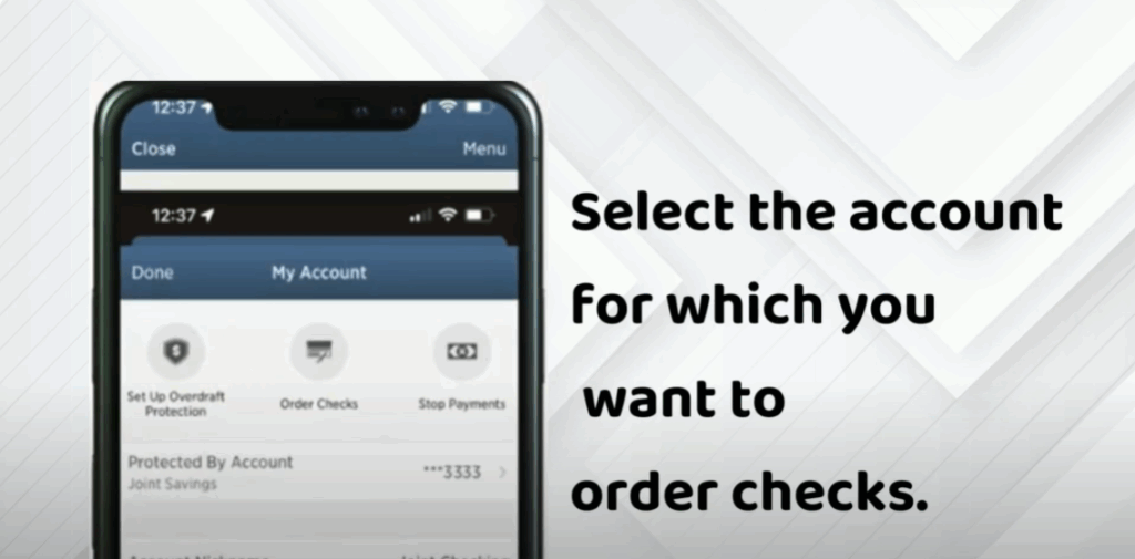 select the account for which you want to order checks