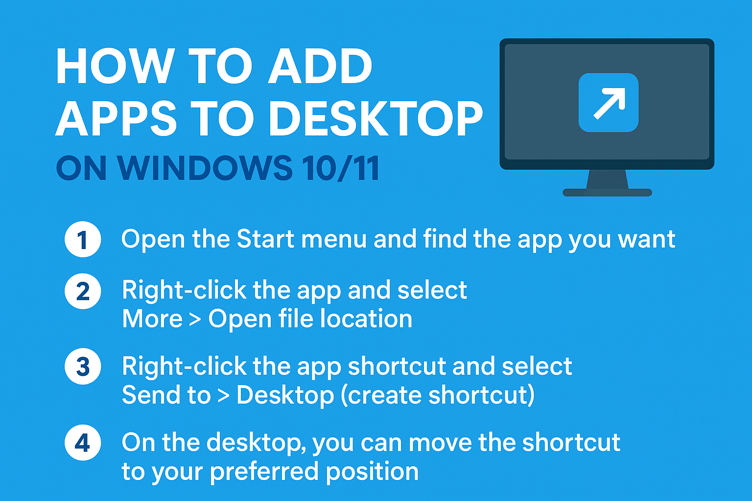 Add Apps to desktop on windows