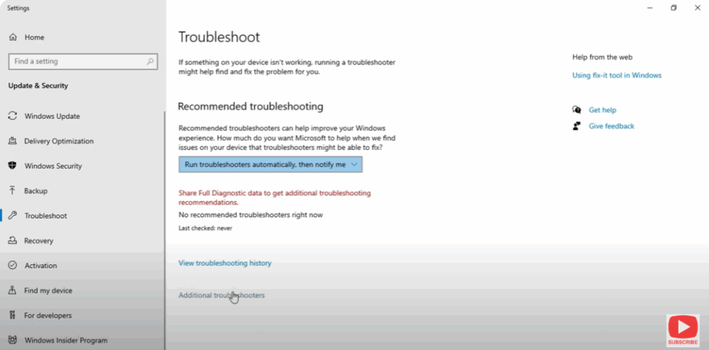 Additional troubleshooters