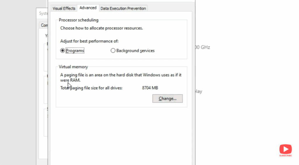Adjust Virtual Memory
