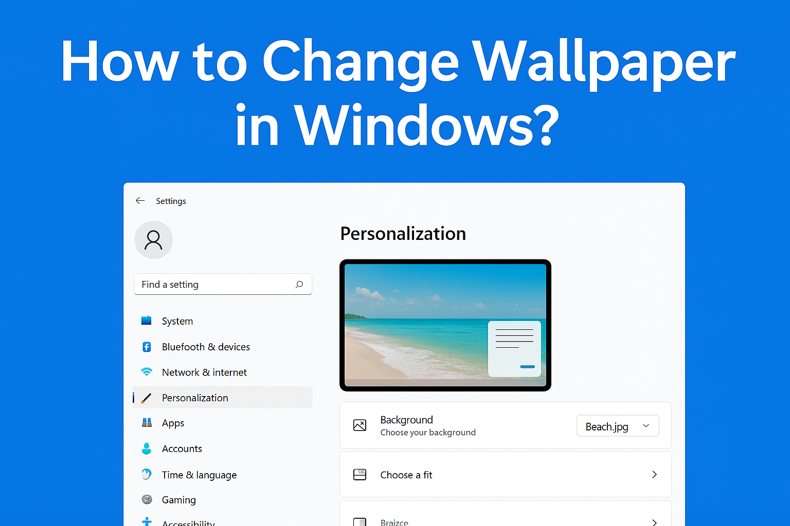 Change Wallpaper in Windows