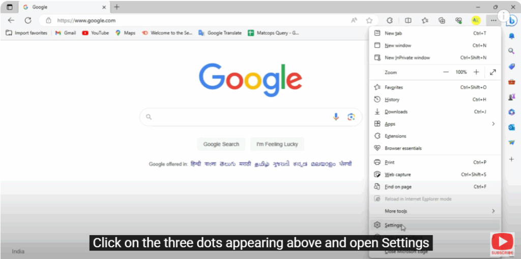 Click on the three dots appearing above and open Settings