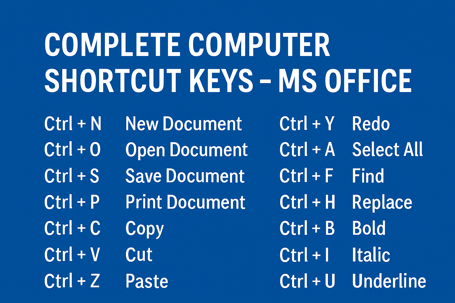 Complete Computer Shortcut Keys