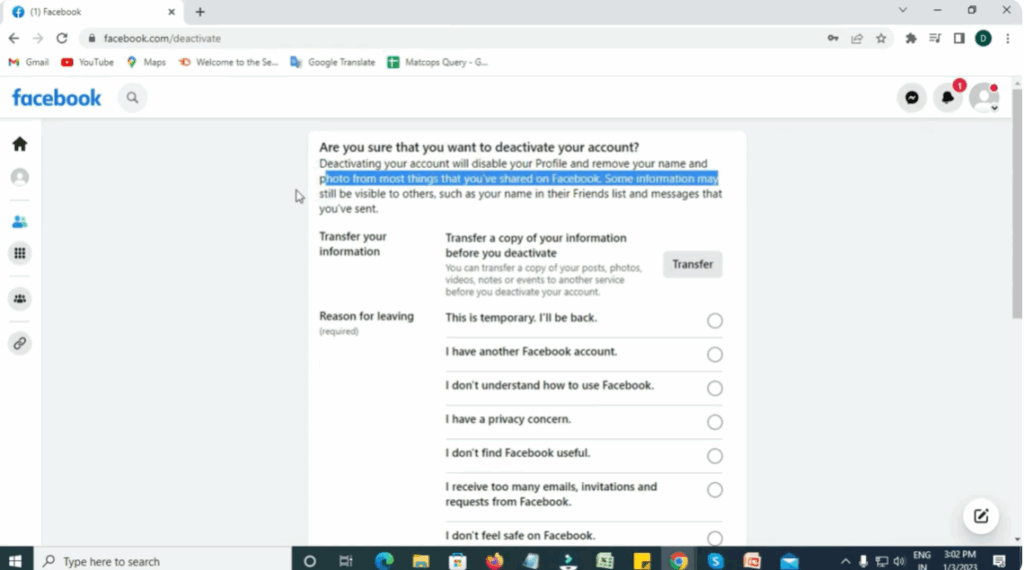 Confirm Deactivation