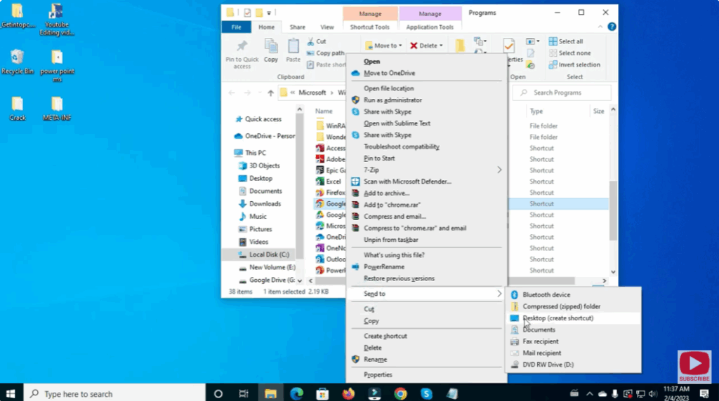 Create a Desktop Shortcut