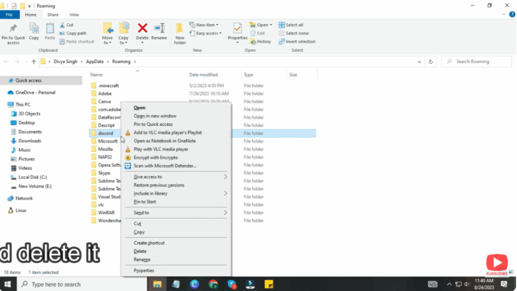 Delete Discord’s AppData & LocalAppData Folders