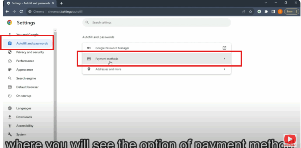 Delete Saved Cards Directly from Chrome Settings