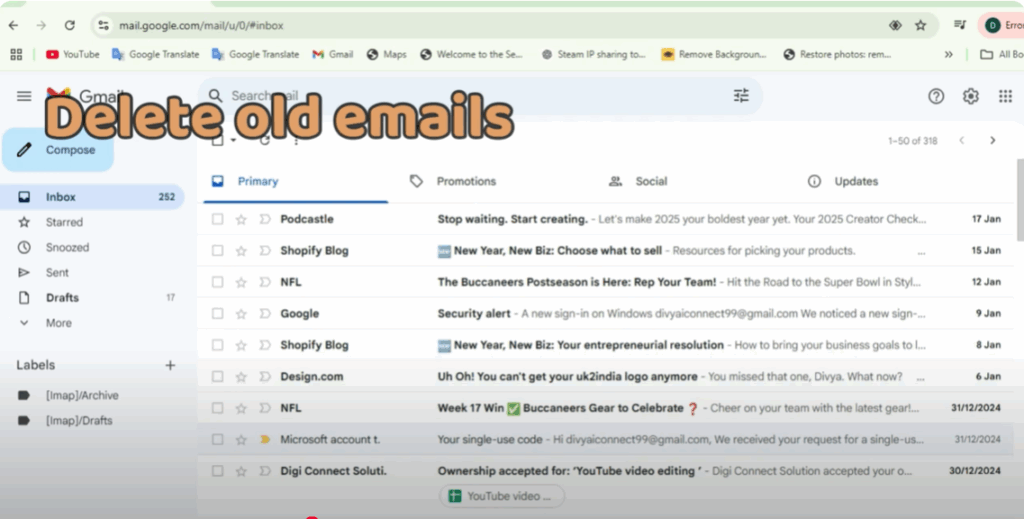 Delete old emails