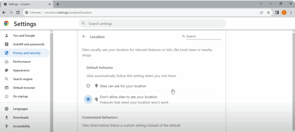 Disable Location