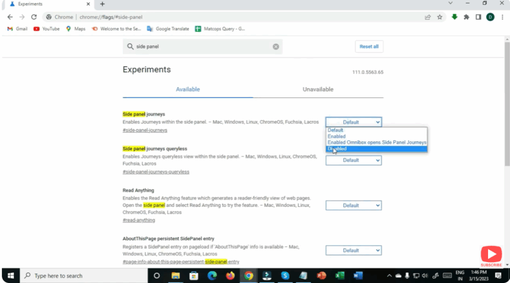 Disable Side Panel Button Using Chrome Flags